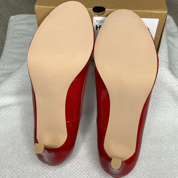 Red Hot Peep Toe Stiletto - Picture 2 of 4